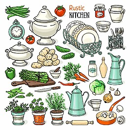 廚具蔬菜插畫(huà)