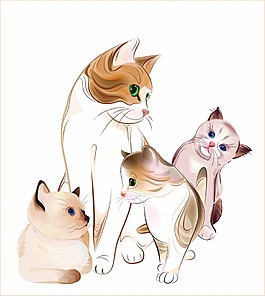 可愛的小貓插畫