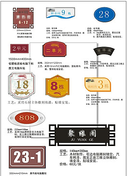 多樣式樓層樓號標(biāo)識牌設(shè)計