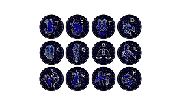 藍色十二生肖圖標矢量集