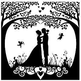 創(chuàng)意黑白剪影婚禮邀請(qǐng)卡