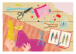 服裝設計扁平插畫