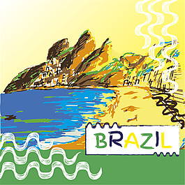 手繪巴西自然風(fēng)景插畫矢量素材下載