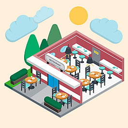 餐廳場景素材H5素材