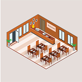餐廳場景素材H5素材