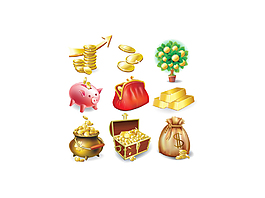 金融元素圖標矢量