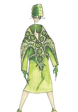 青色圓環(huán)連衣裙設(shè)計圖