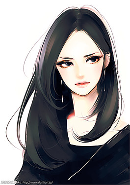 長發(fā)黑色女裝設(shè)計圖