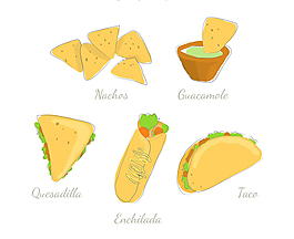 5款手绘墨西哥食物矢量素材