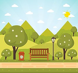 綠色公園風(fēng)景矢量素材