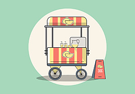 果汁外賣車插畫