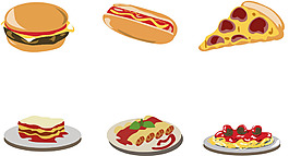 扁平化手繪美食圖標(biāo)