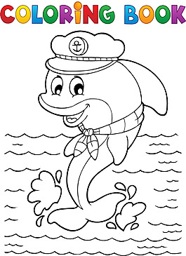 彩色圖片海洋世界海豚矢量模板素材