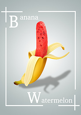 香蕉、西瓜结合招贴