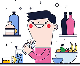 手繪可愛調酒插畫