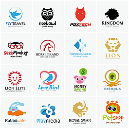 彩色動物標志logo矢量素材