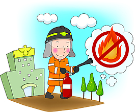 卡通消防人物建筑素材