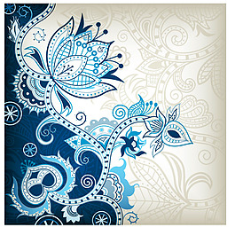 浪漫花紋手繪背景矢量素材