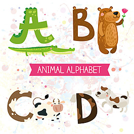 卡通動物字母設(shè)計矢量素材