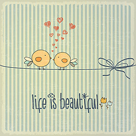 卡通動物與復(fù)古卡片矢量素材