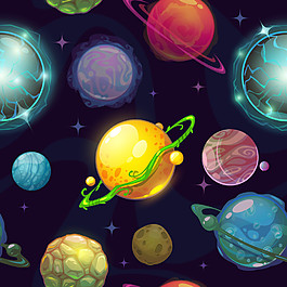 彩色卡通宇宙矢量圖