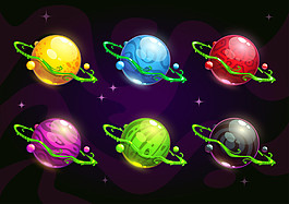 6款彩色卡通宇宙矢量圖