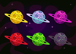 卡通彩色太空宇宙矢量图