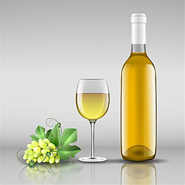 酒瓶與高腳酒杯矢量素材下載