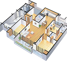 矢量建筑布局渲染圖