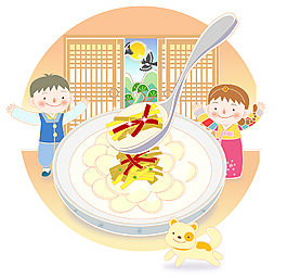 卡通兒童吃大餐素材
