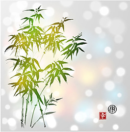 手繪綠色竹子背景矢量圖素材