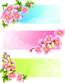 矢量桃花樹(shù)葉banner