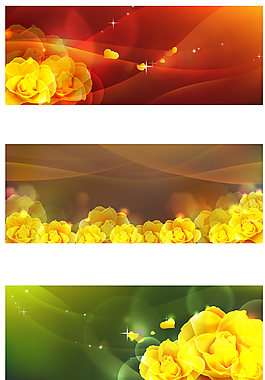 花卉波纹装饰banner