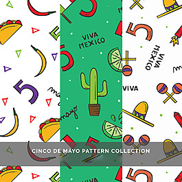 三個五月五日節元素手繪圖案矢量設計素材