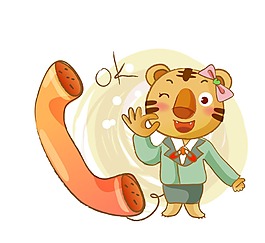 矢量老虎電話素材