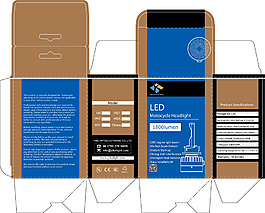 LED车灯摩托车灯包装彩盒设计