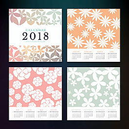 花卉裝飾圖案2018年日歷模板