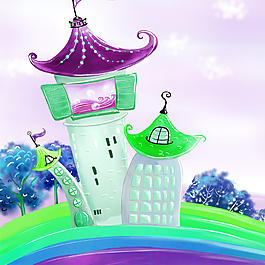 卡通城堡建筑物