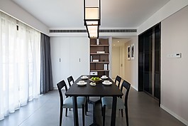 混搭簡約餐廳餐桌落地窗設(shè)計圖