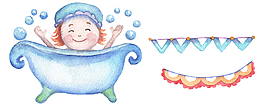 水彩嬰兒淋浴插畫