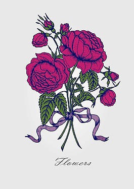 卡通復(fù)古玫瑰花