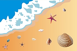 夏日清涼海灘度假矢量背景