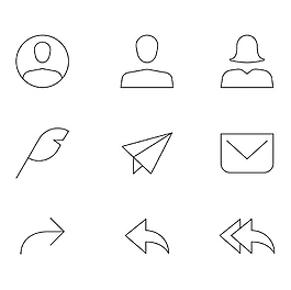 線性商務簡潔矢量icon