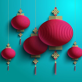 深藍(lán)色燈籠EPS