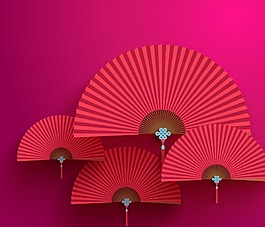 紅色扇子圖標(biāo)EPS