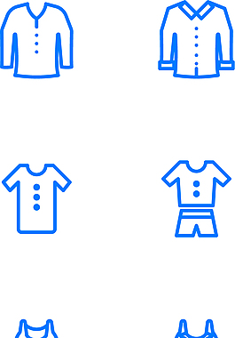 服裝類圖標(biāo)藍(lán)色線條圖標(biāo)矢量圖源文件