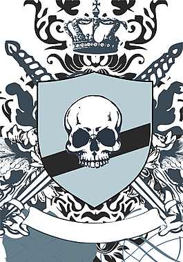 矢量骷髏花紋徽章素材