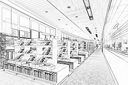 圖書館裝修素描圖