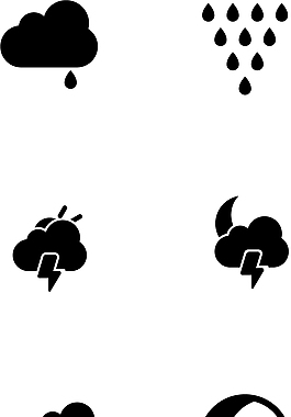卡通天氣類圖標(biāo)黑色簡約圖標(biāo)矢量圖源文件