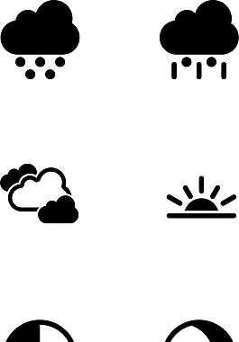 卡通天氣類圖標(biāo)黑色簡約圖標(biāo)矢量圖源文件